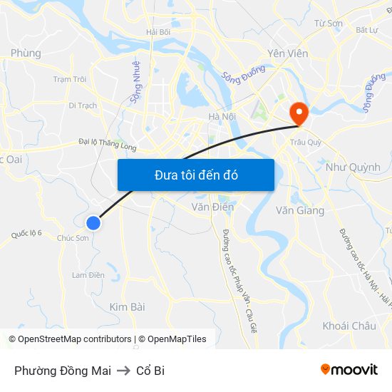 Phường Đồng Mai to Cổ Bi map