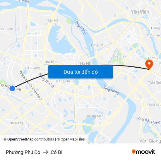 Phường Phú Đô to Cổ Bi map