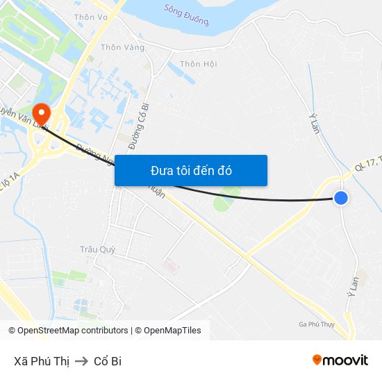 Xã Phú Thị to Cổ Bi map