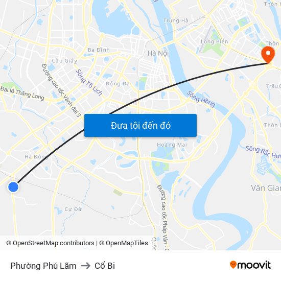 Phường Phú Lãm to Cổ Bi map