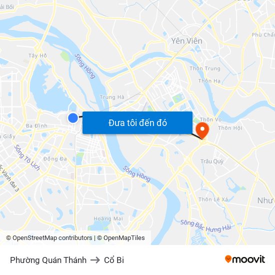 Phường Quán Thánh to Cổ Bi map