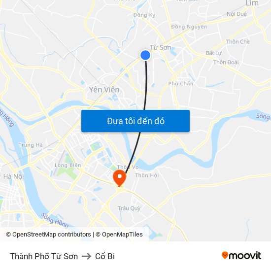 Thành Phố Từ Sơn to Cổ Bi map