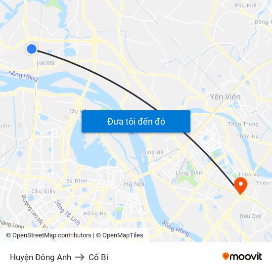 Huyện Đông Anh to Cổ Bi map