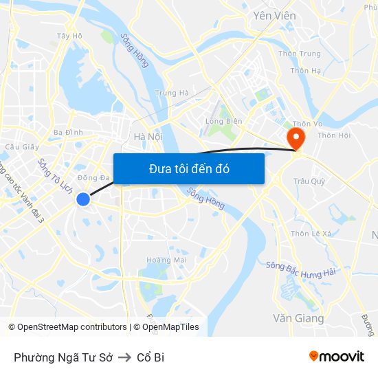 Phường Ngã Tư Sở to Cổ Bi map