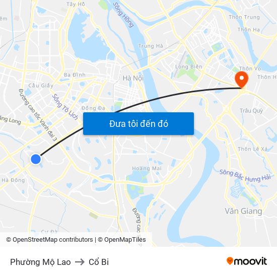 Phường Mộ Lao to Cổ Bi map