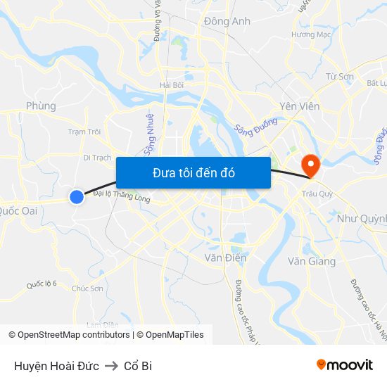 Huyện Hoài Đức to Cổ Bi map