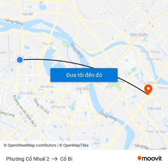 Phường Cổ Nhuế 2 to Cổ Bi map