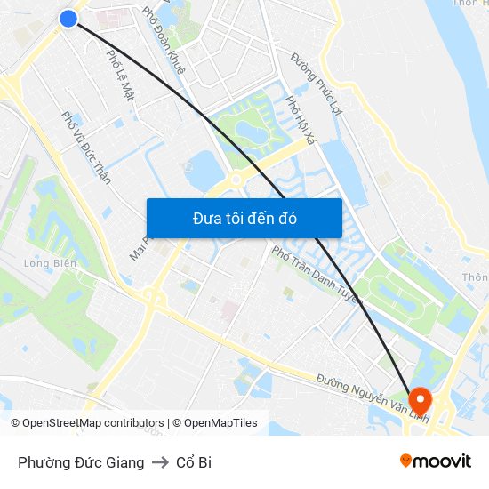 Phường Đức Giang to Cổ Bi map