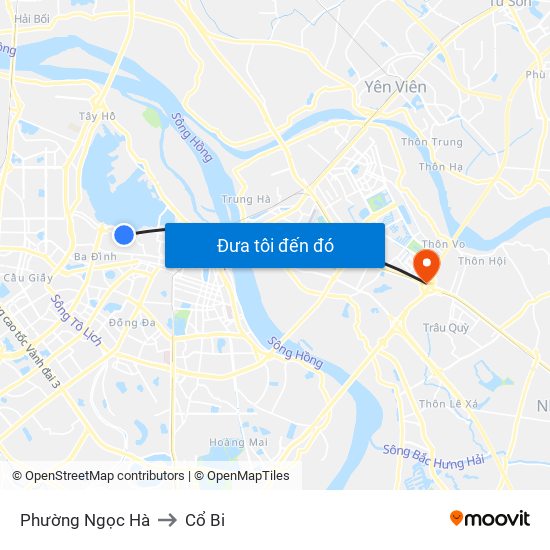 Phường Ngọc Hà to Cổ Bi map