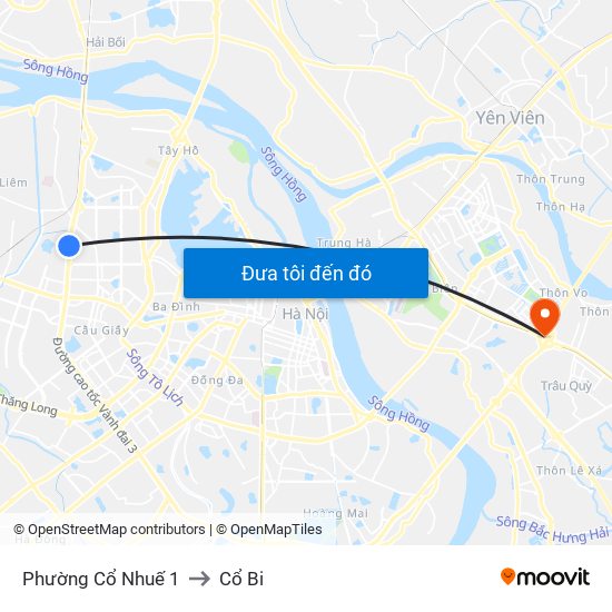 Phường Cổ Nhuế 1 to Cổ Bi map