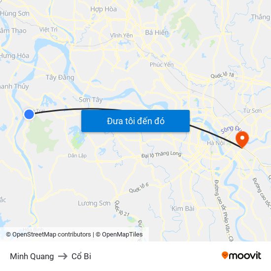 Minh Quang to Cổ Bi map