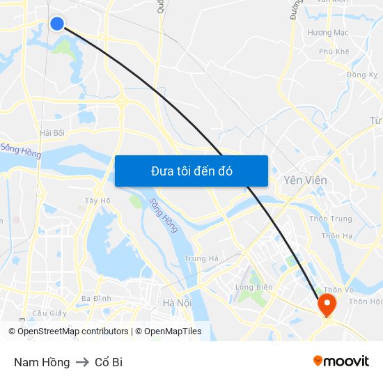 Nam Hồng to Cổ Bi map