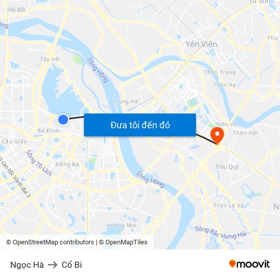 Ngọc Hà to Cổ Bi map