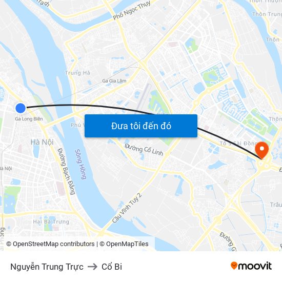 Nguyễn Trung Trực to Cổ Bi map