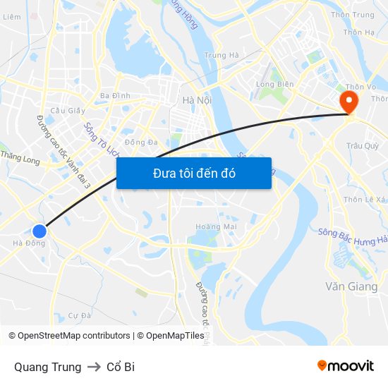 Quang Trung to Cổ Bi map