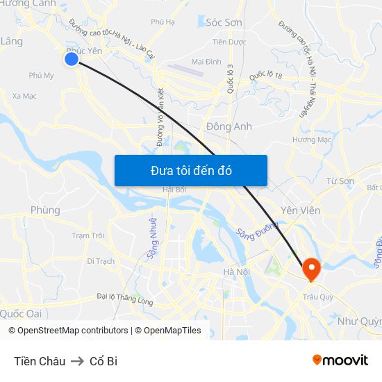 Tiền Châu to Cổ Bi map