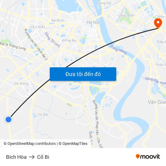 Bích Hòa to Cổ Bi map