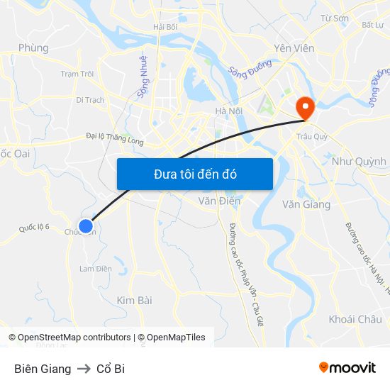 Biên Giang to Cổ Bi map