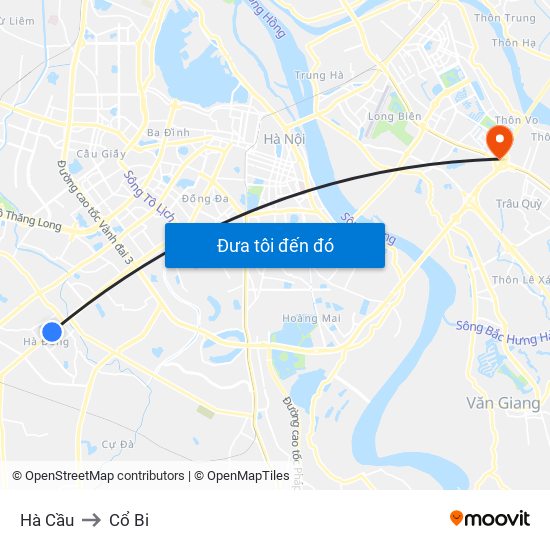 Hà Cầu to Cổ Bi map