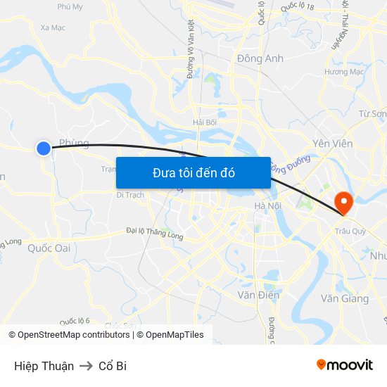 Hiệp Thuận to Cổ Bi map