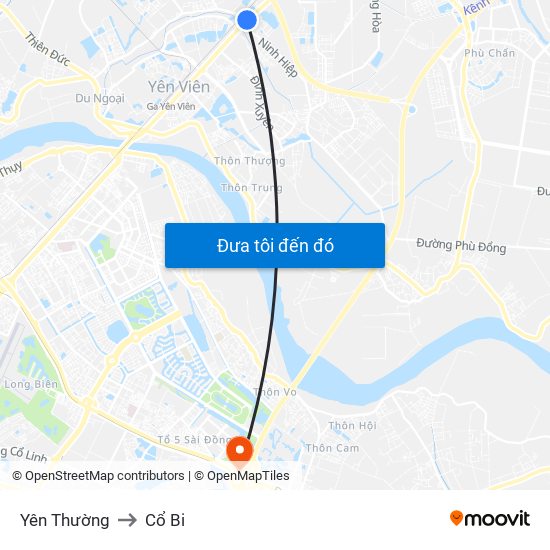 Yên Thường to Cổ Bi map