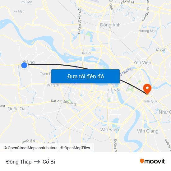 Đồng Tháp to Cổ Bi map