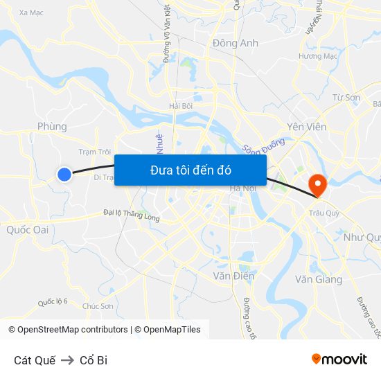 Cát Quế to Cổ Bi map