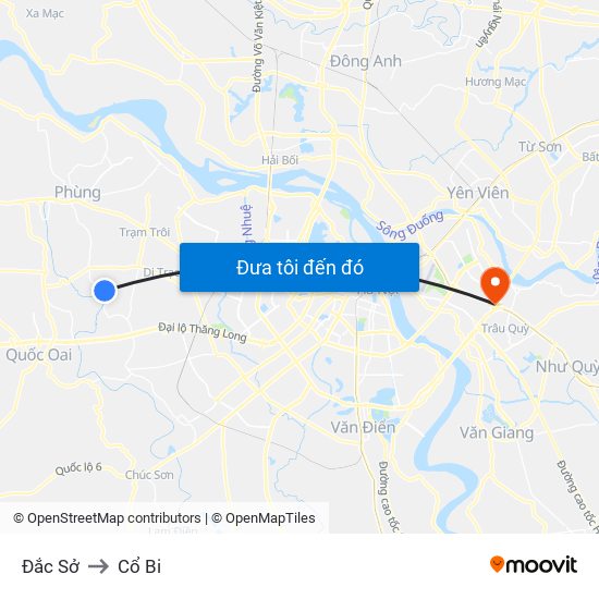 Đắc Sở to Cổ Bi map