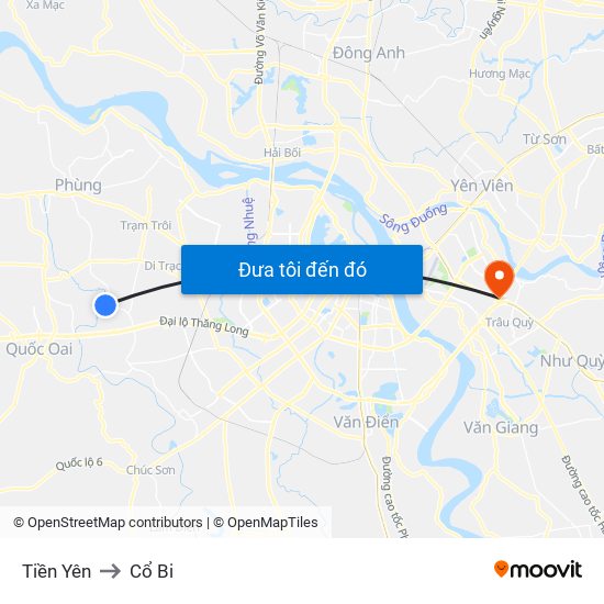 Tiền Yên to Cổ Bi map