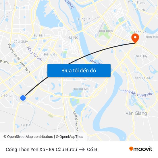 Cổng Thôn Yên Xá - 89 Cầu Bươu to Cổ Bi map