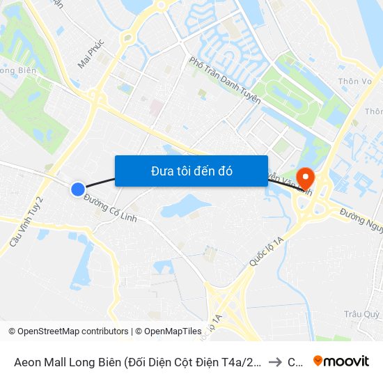 Aeon Mall Long Biên (Đối Diện Cột Điện T4a/2a-B Đường Cổ Linh) to Cổ Bi map