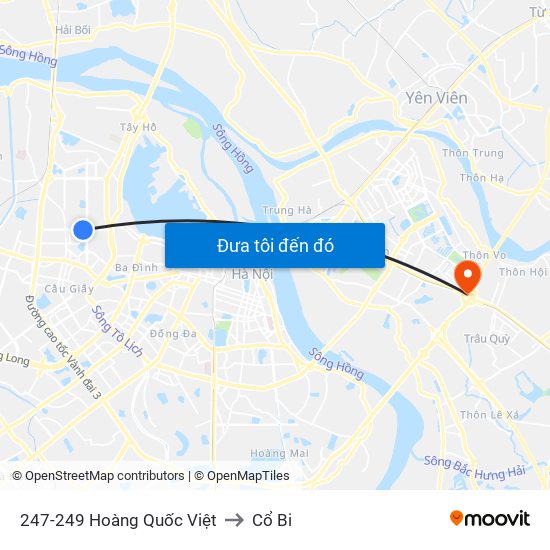 247-249 Hoàng Quốc Việt to Cổ Bi map