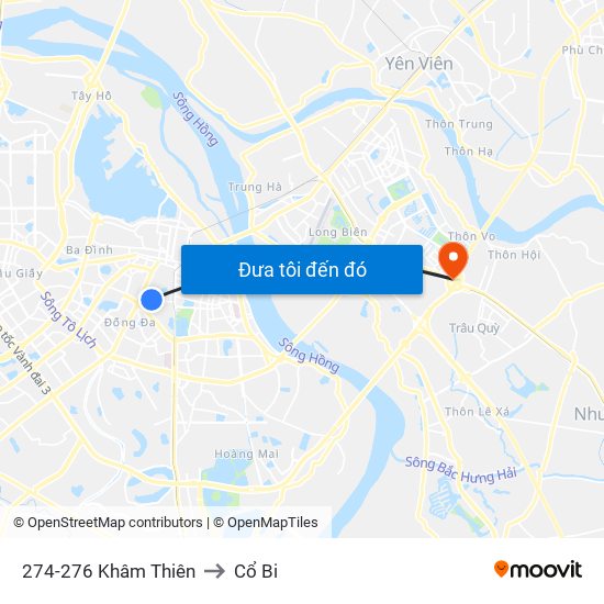 274-276 Khâm Thiên to Cổ Bi map