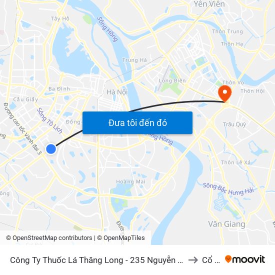 Công Ty Thuốc Lá Thăng Long - 235 Nguyễn Trãi to Cổ Bi map