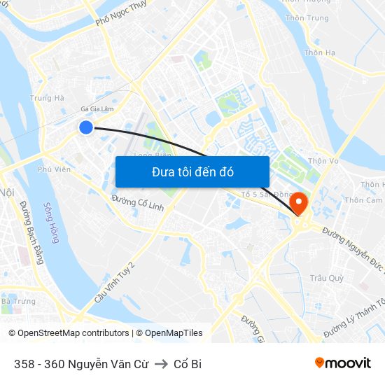 358 - 360 Nguyễn Văn Cừ to Cổ Bi map