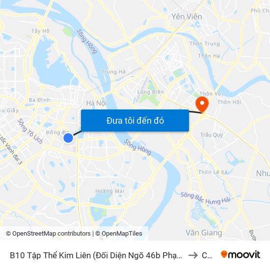 B10 Tập Thể Kim Liên (Đối Diện Ngõ 46b Phạm Ngọc Thạch) to Cổ Bi map