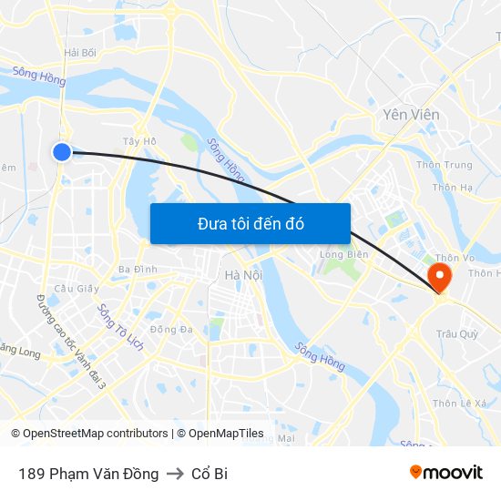 189 Phạm Văn Đồng to Cổ Bi map