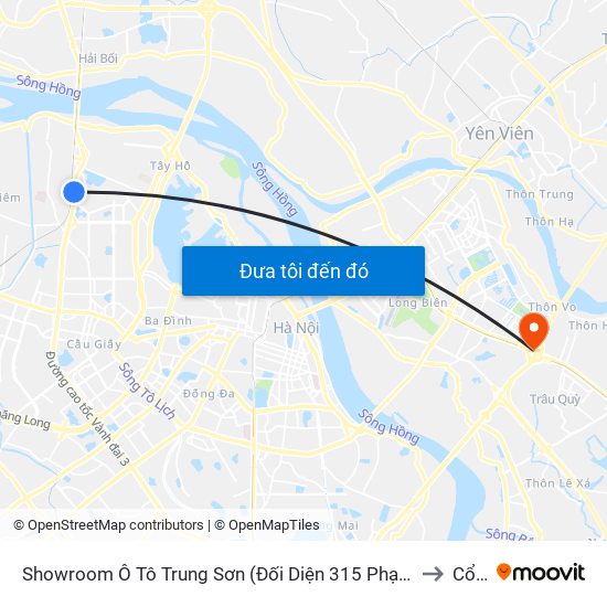 Showroom Ô Tô Trung Sơn (Đối Diện 315 Phạm Văn Đồng) to Cổ Bi map