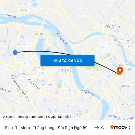 Siêu Thị Metro Thăng Long - Đối Diện Ngõ 599 Phạm Văn Đồng to Cổ Bi map