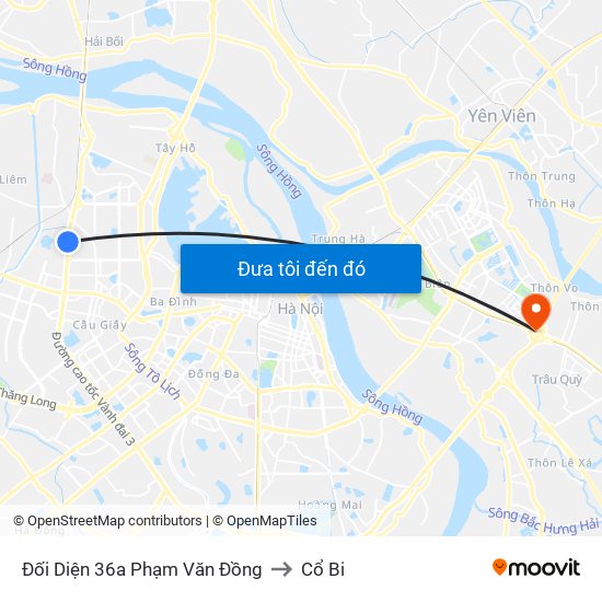Đối Diện 36a Phạm Văn Đồng to Cổ Bi map