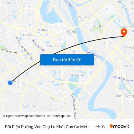 Đối Diện Đường Vào Chợ La Khê (Qua Ga Metro La Khê) - 405 Quang Trung (Hà Đông) to Cổ Bi map