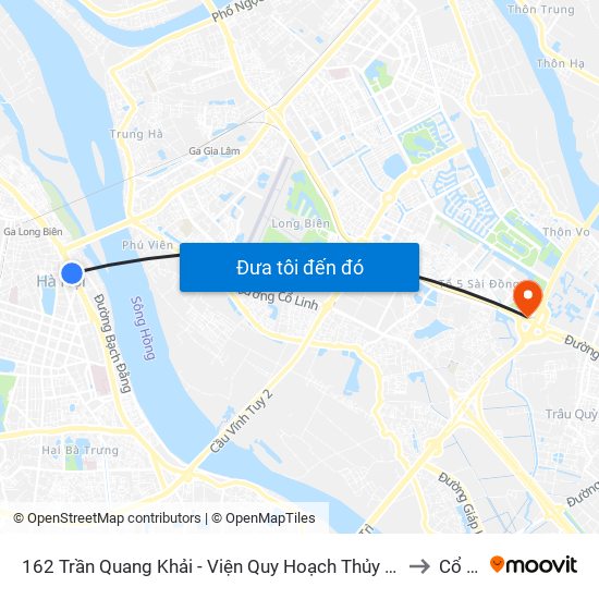 162 Trần Quang Khải - Viện Quy Hoạch Thủy Lợi to Cổ Bi map