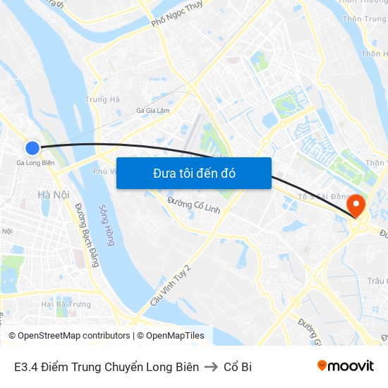 E3.4 Điểm Trung Chuyển Long Biên to Cổ Bi map