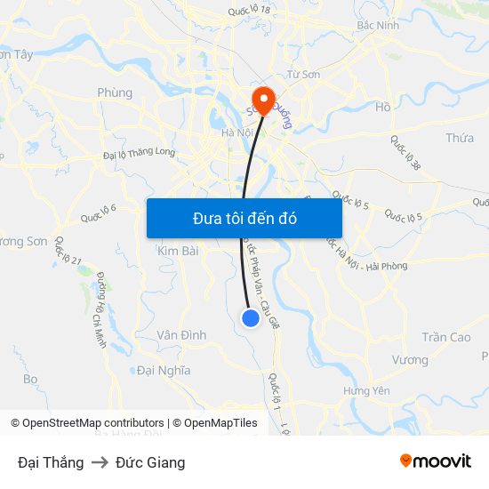 Đại Thắng to Đức Giang map
