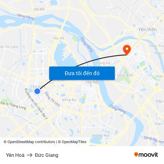 Yên Hoà to Đức Giang map