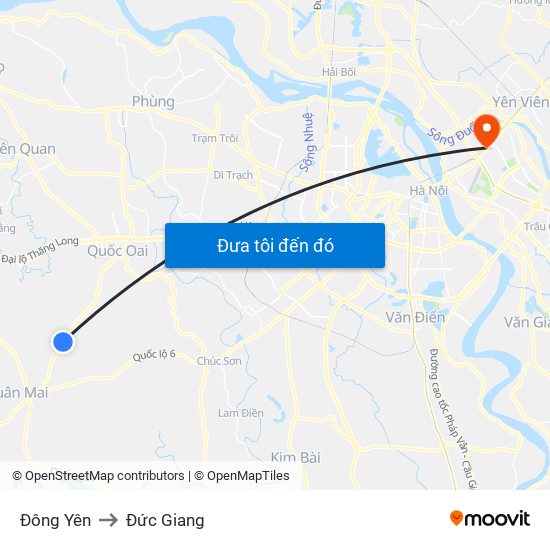 Đông Yên to Đức Giang map