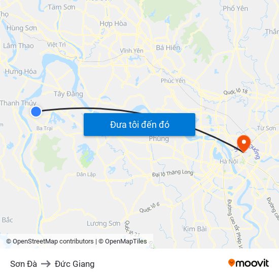 Sơn Đà to Đức Giang map