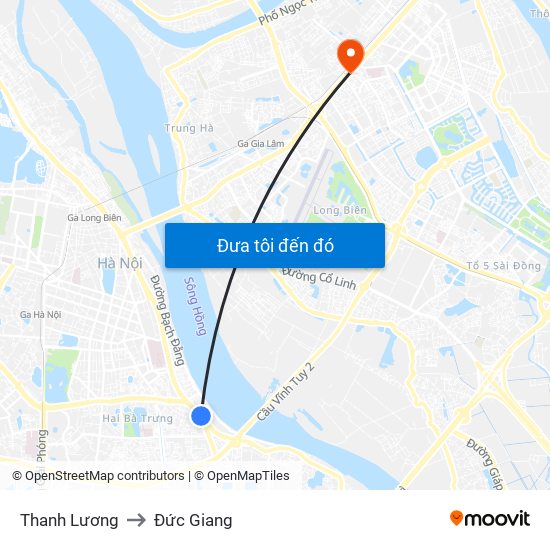 Thanh Lương to Đức Giang map