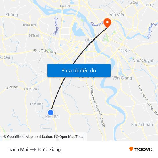 Thanh Mai to Đức Giang map