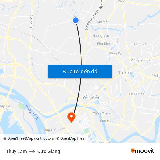 Thuỵ Lâm to Đức Giang map